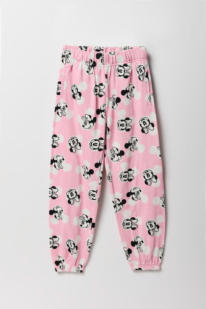 Girls Minnie Mouse Print Fleece Jogger