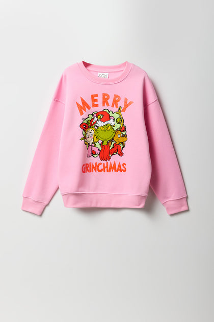 Girls Merry Grinchmas Graphic Fleece Sweatshirt