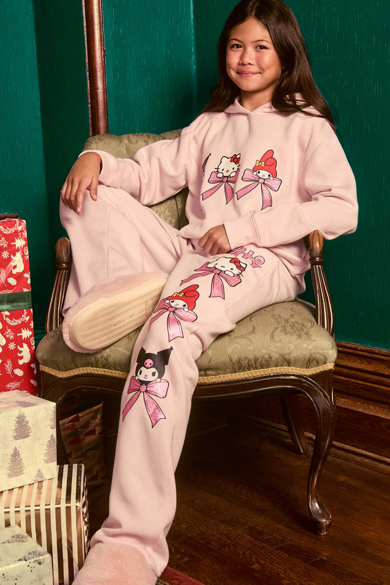 Pantalon d'entraînement à jambe large en molleton avec imprimé Hello Kitty® and Friends pour fille