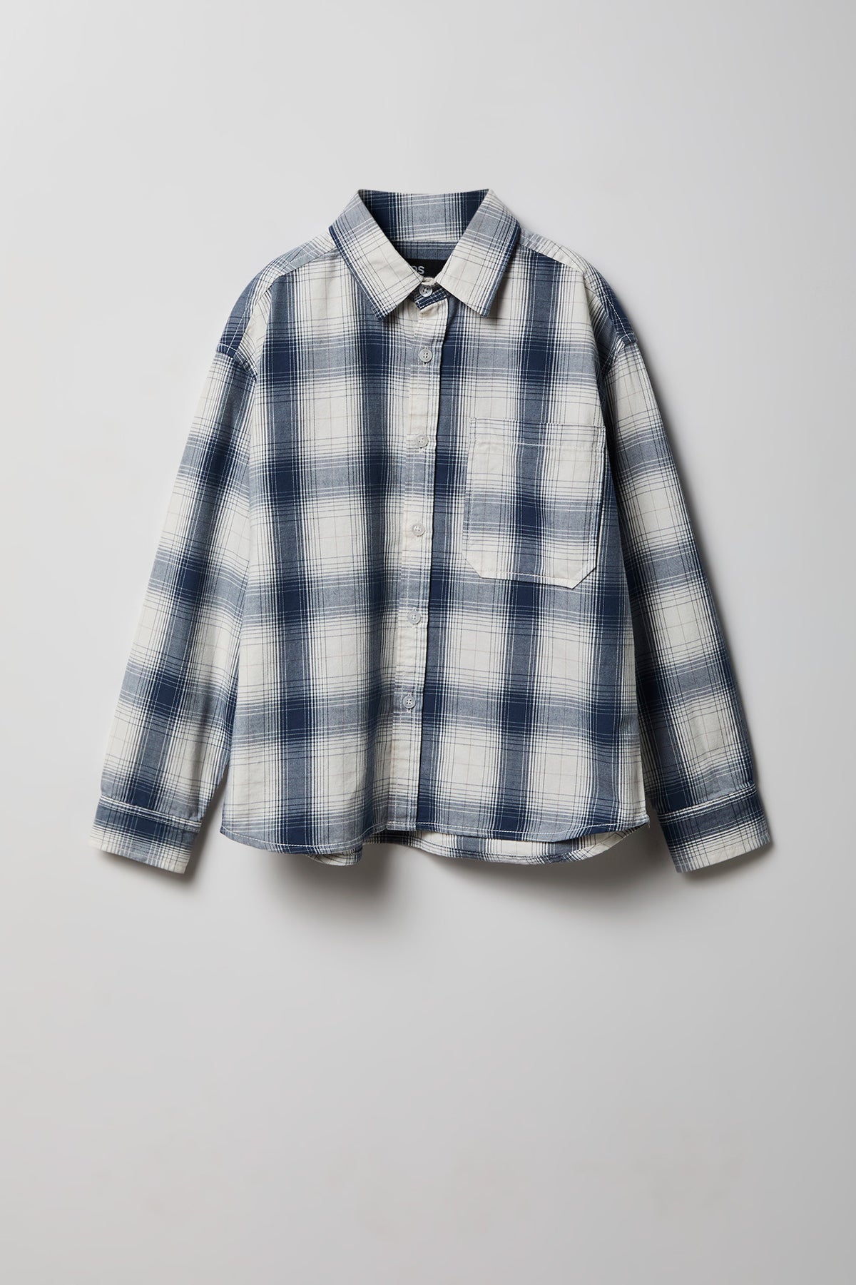 Alt View 2. Boys Graphic Plaid Flannel Button-Up Top - Blue