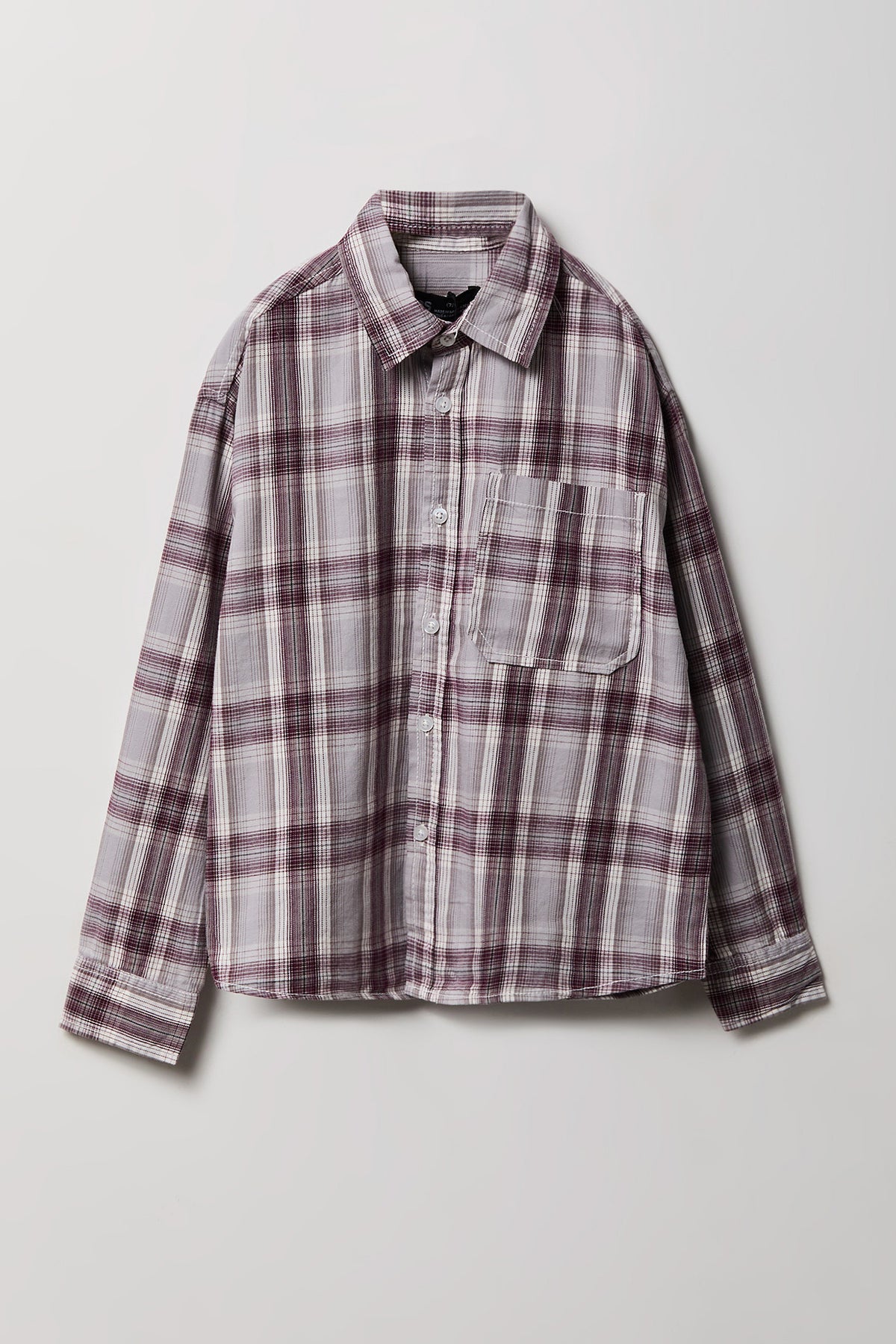 Alt View 2. Boys Graphic Plaid Flannel Button-Up Top - Burgundy