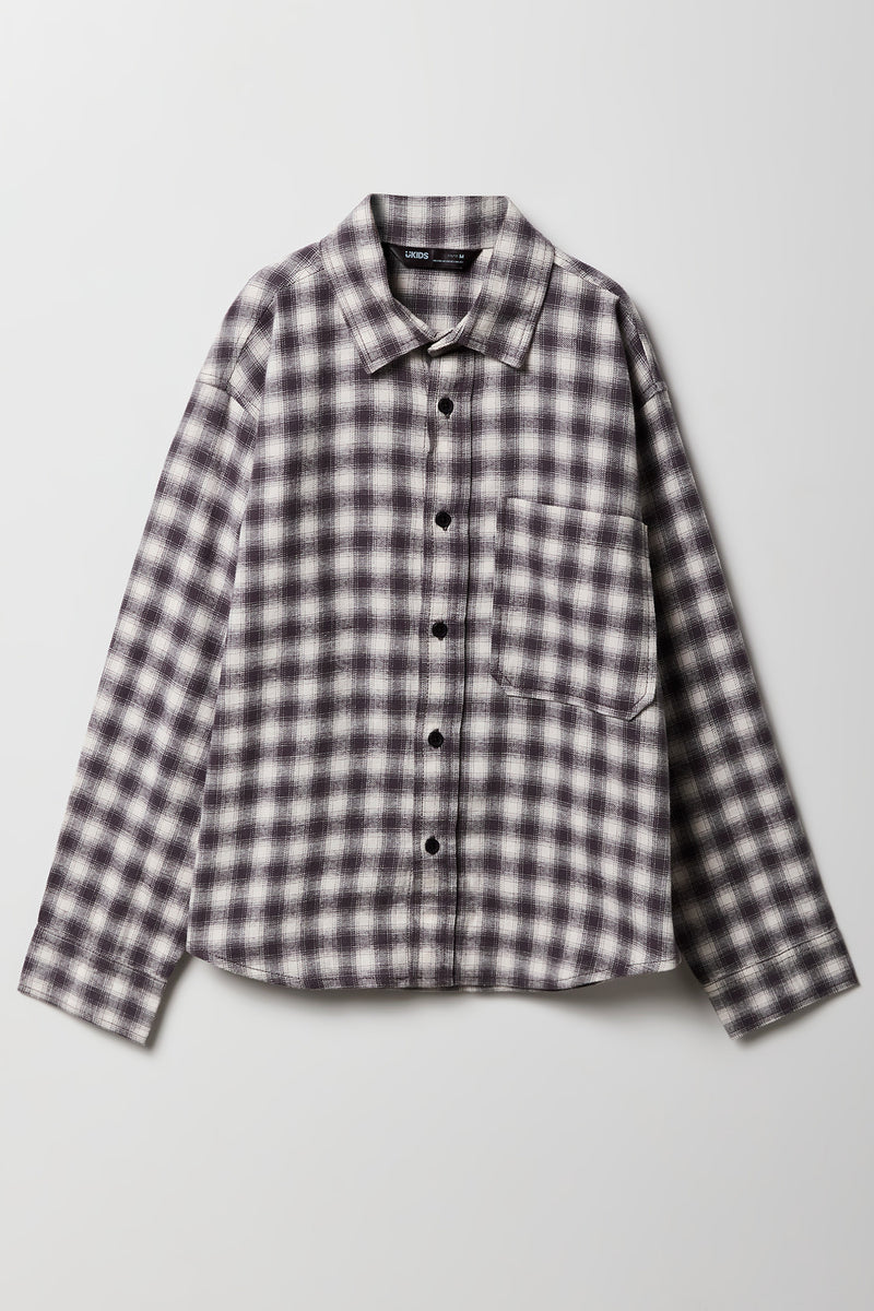 Boys Plaid Flannel Button-Up Top