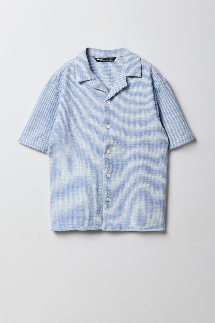 Boys Textured Collared Short Sleeve Top