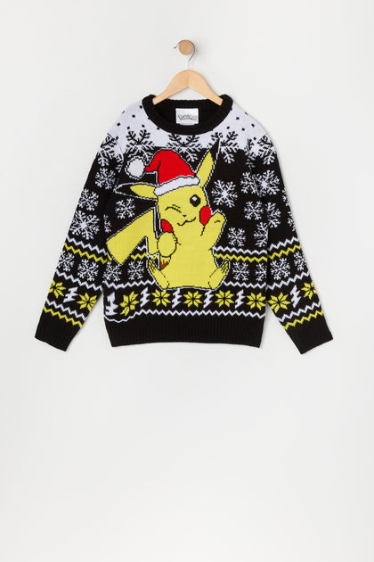 Boys Pikachu Jacquard Knit Christmas Sweater