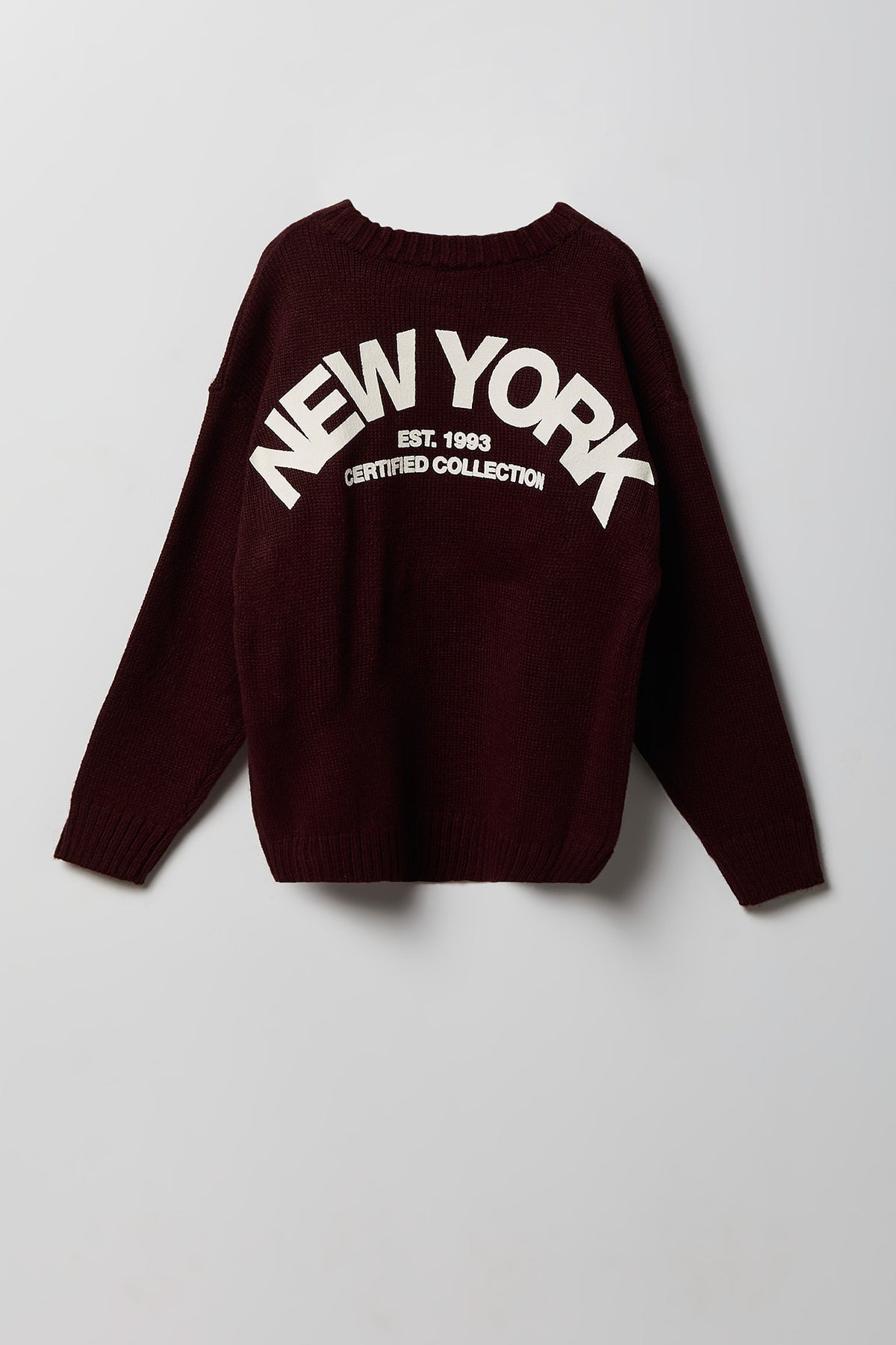 Alt View 2. Boys City Graphic Boxy Sweater - Burgundy