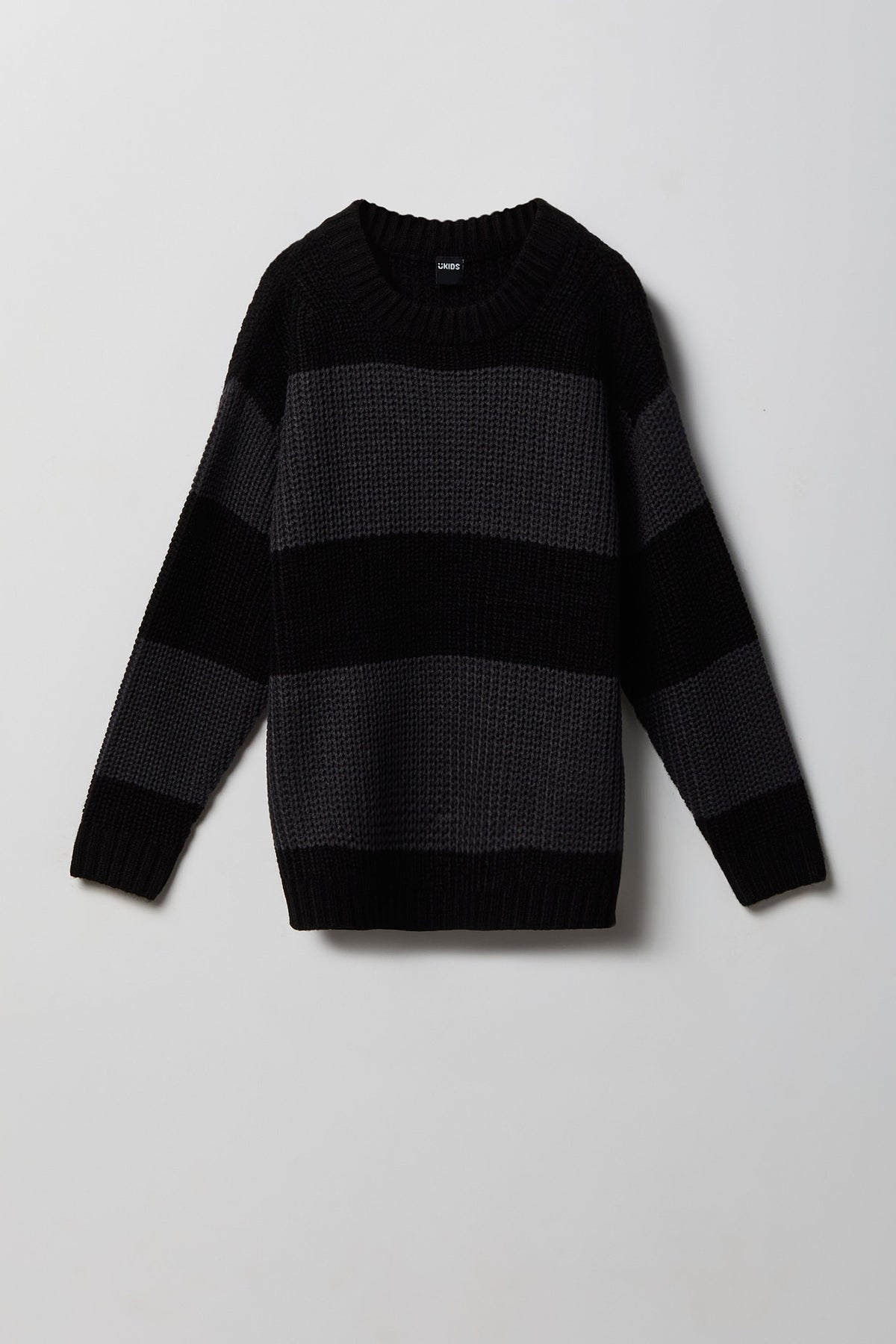 Boys Striped Boxy Sweater - Black