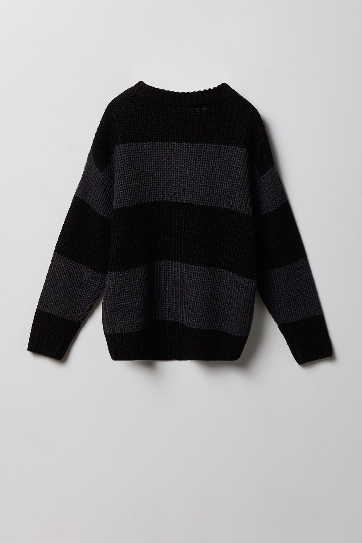 Alt View 2. Boys Striped Boxy Sweater - Black