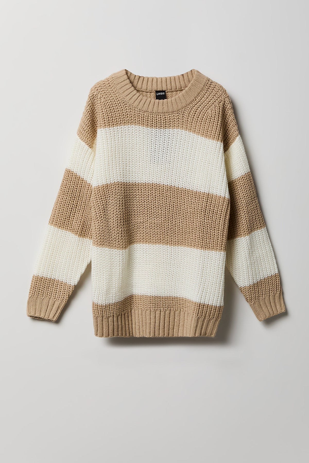 Boys Striped Boxy Sweater - Natural