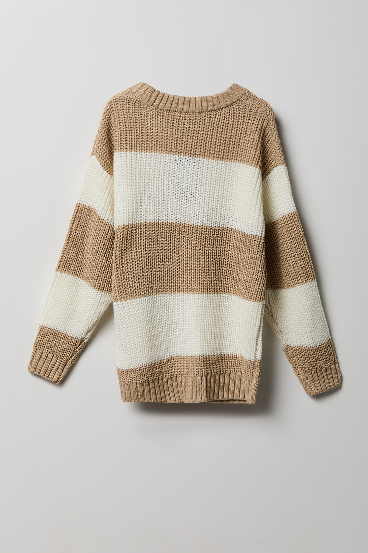 Alt View 2. Boys Striped Boxy Sweater - Natural