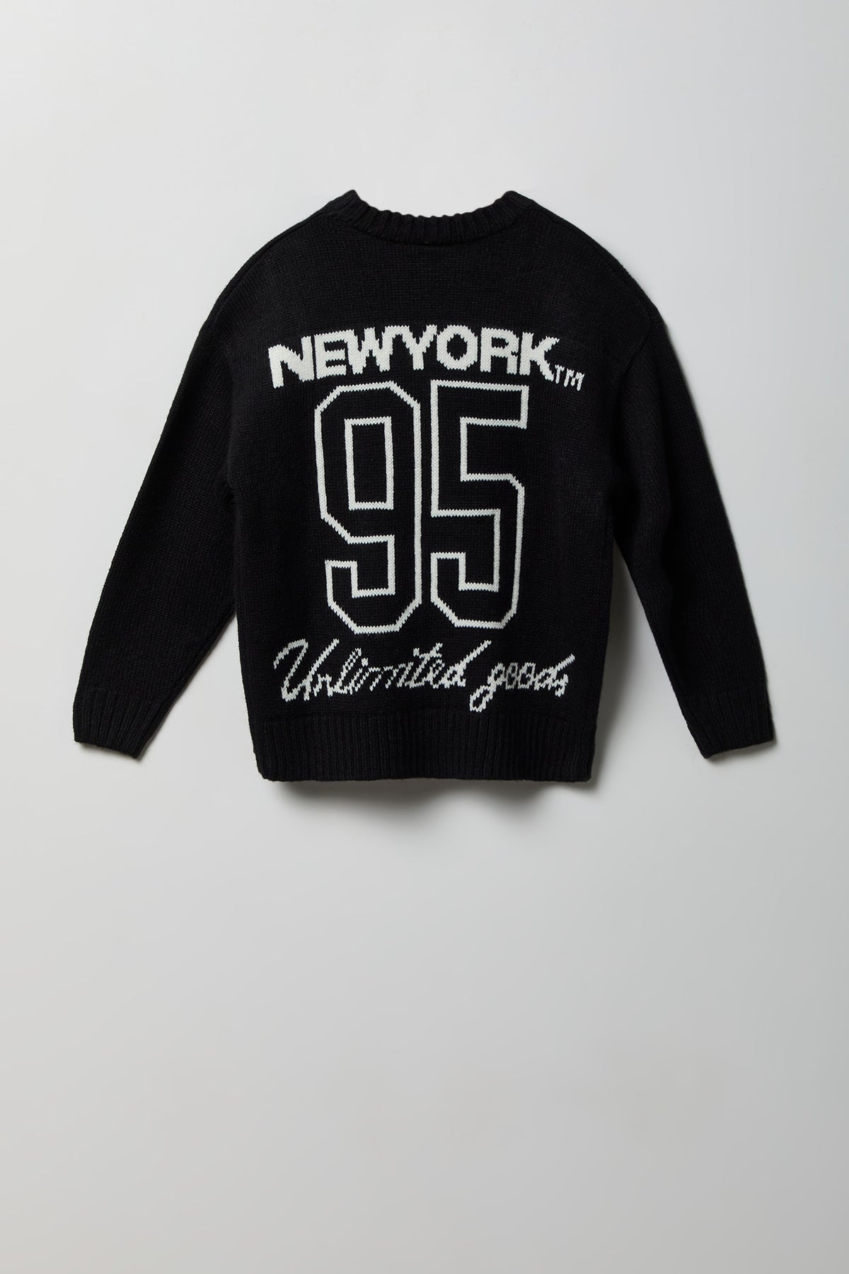 Alt View 2. Boys Jacquard Knit Sweater - Black