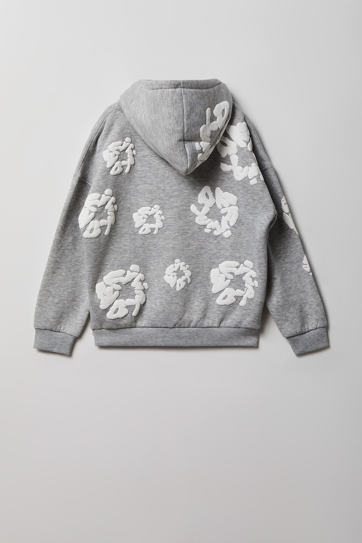 Alt View 2. Kids Fleece Puffed Graphic Hoodie - Heather Grey