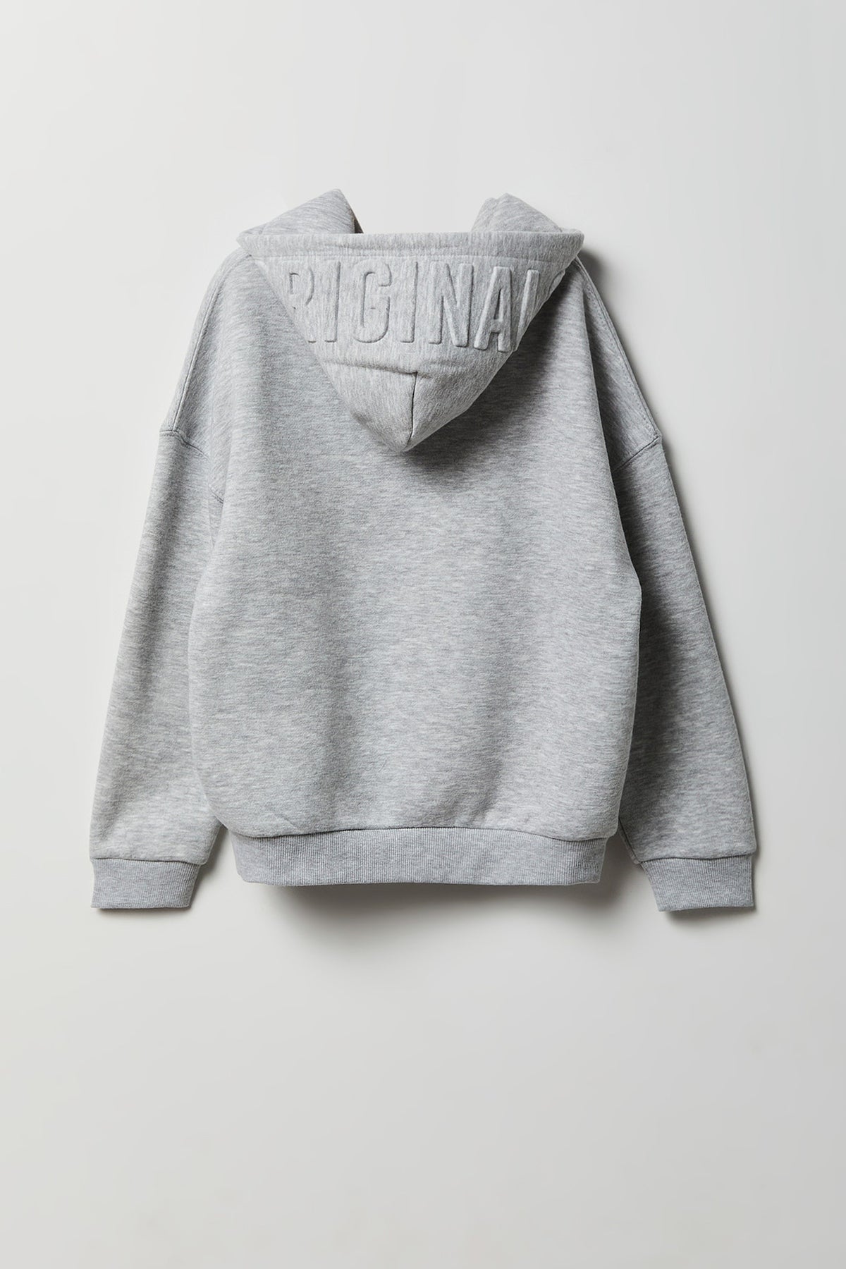 Alt View 2. Kids Fleece Embossed Hoodie - Heather Grey