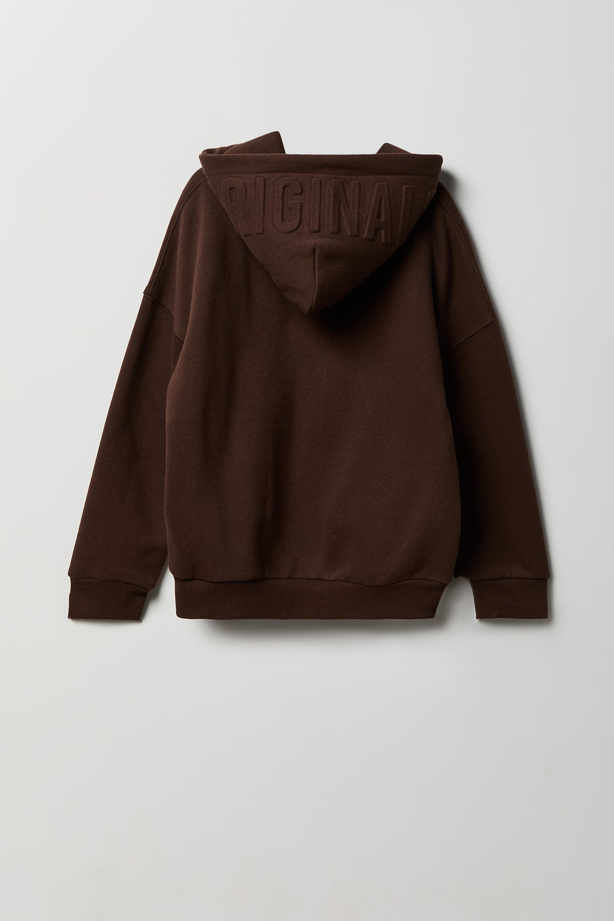 Alt View 2. Kids Fleece Embossed Hoodie - Brown