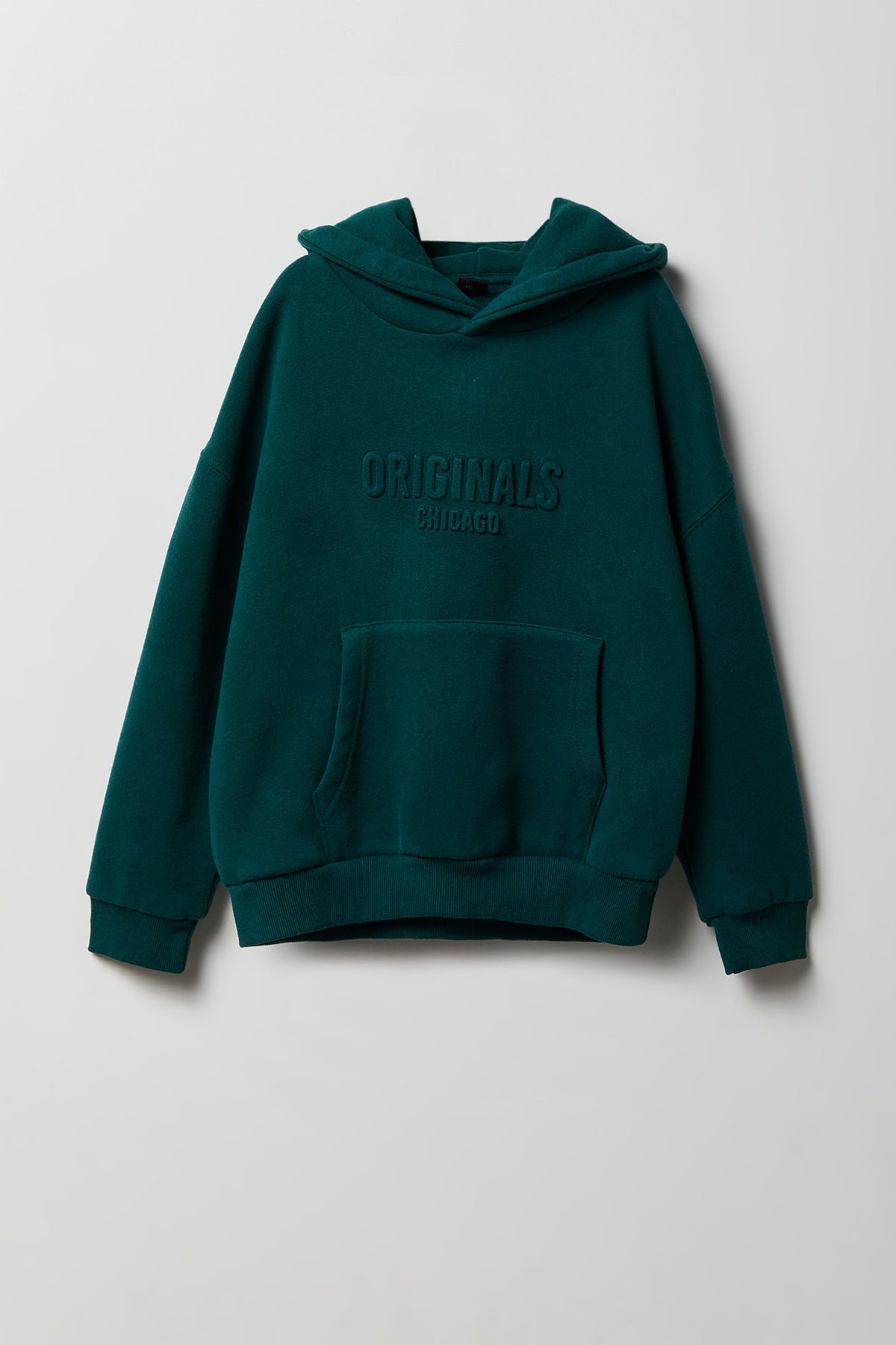 Kids Fleece Embossed Hoodie - Green