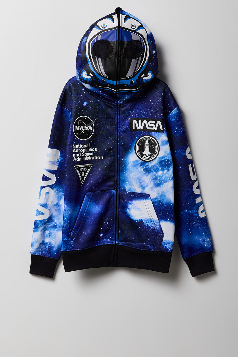 Haut à capuchon à glissière intégrale à imprimé NASA pour enfants