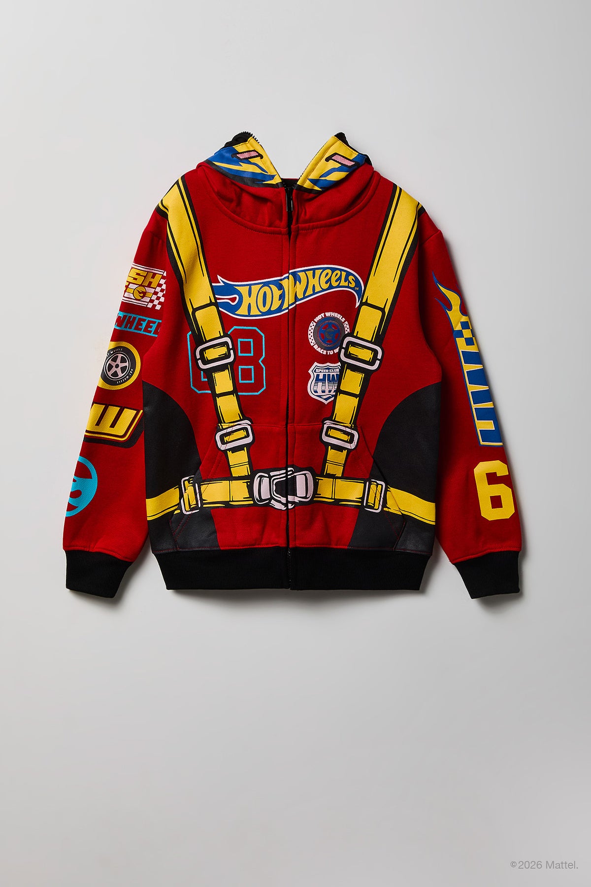 Alt View 2. Hot Wheels™ Boys Printed Full-Zip Hoodie - Red