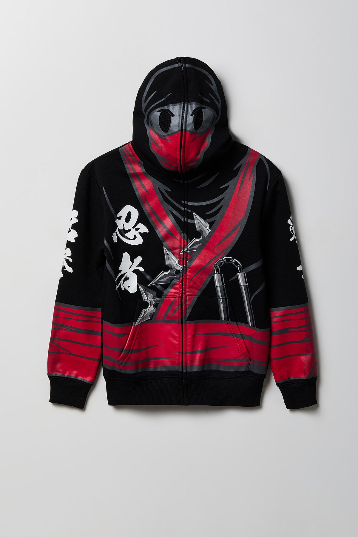 Kids Ninja Peeper Zip-Up Fleece Hoodie - Black