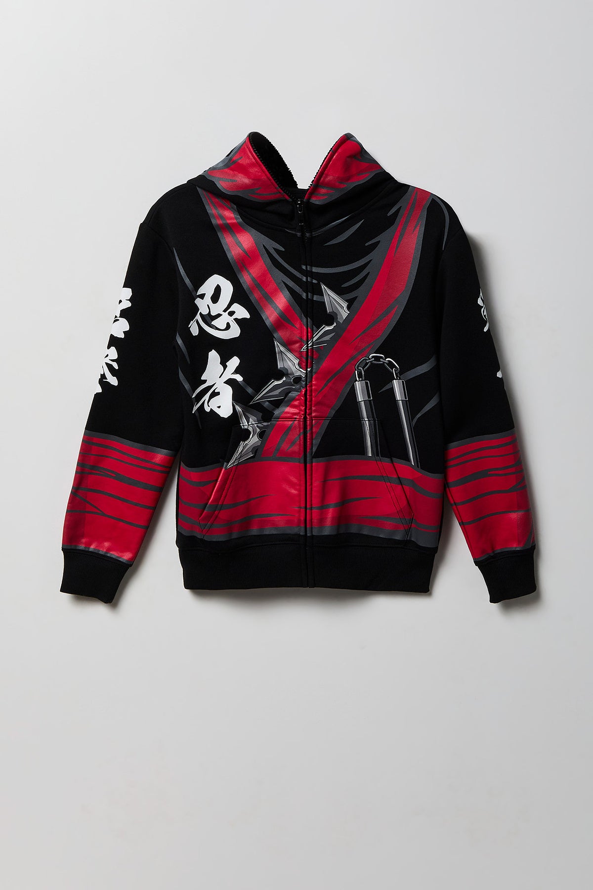 Alt View 2. Kids Ninja Peeper Zip-Up Fleece Hoodie - Black