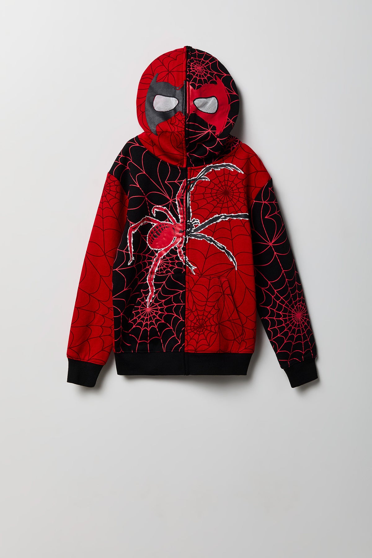 Boys Spider Web Peeper Zip-Up Fleece Hoodie - Red