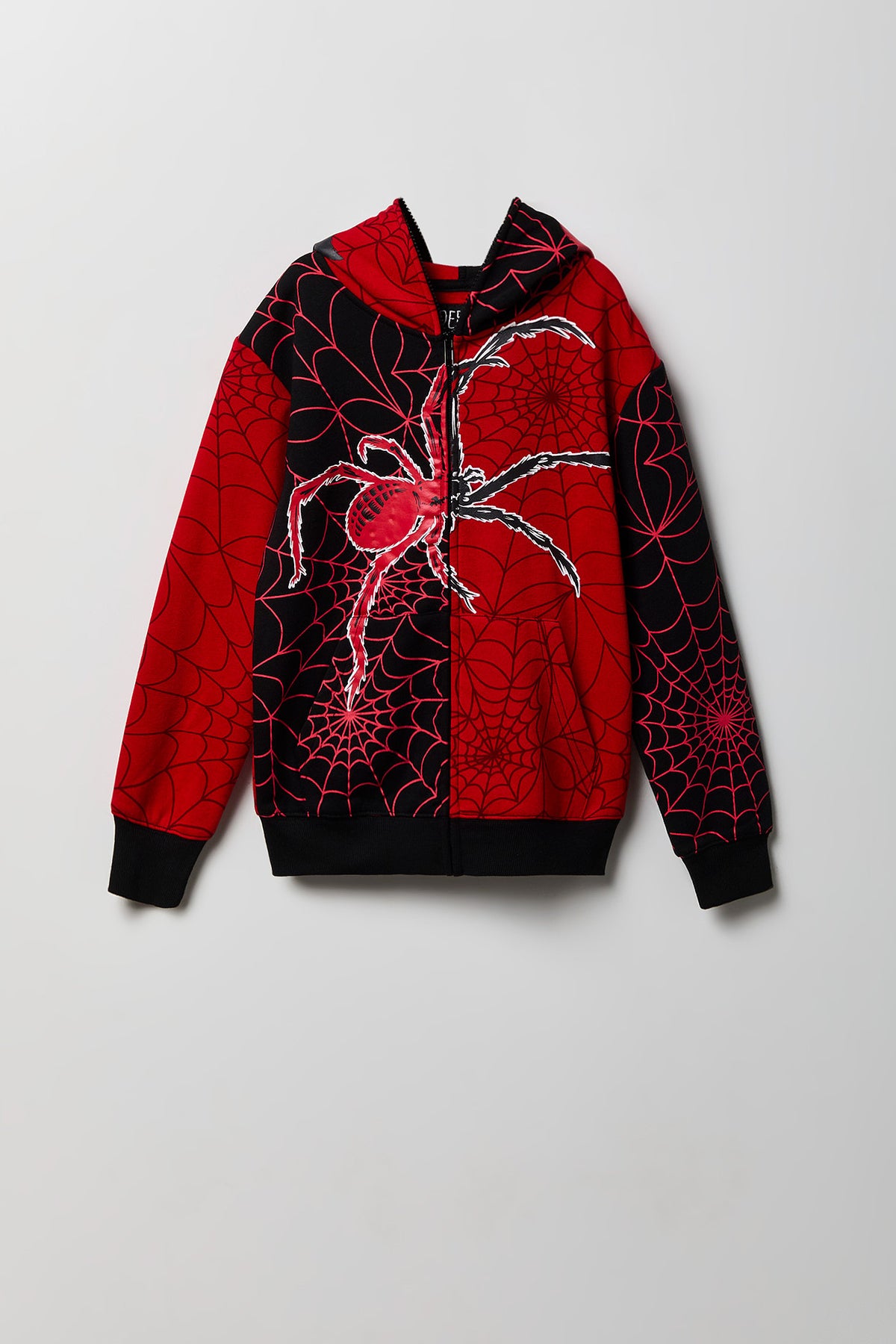 Alt View 2. Boys Spider Web Peeper Zip-Up Fleece Hoodie - Red