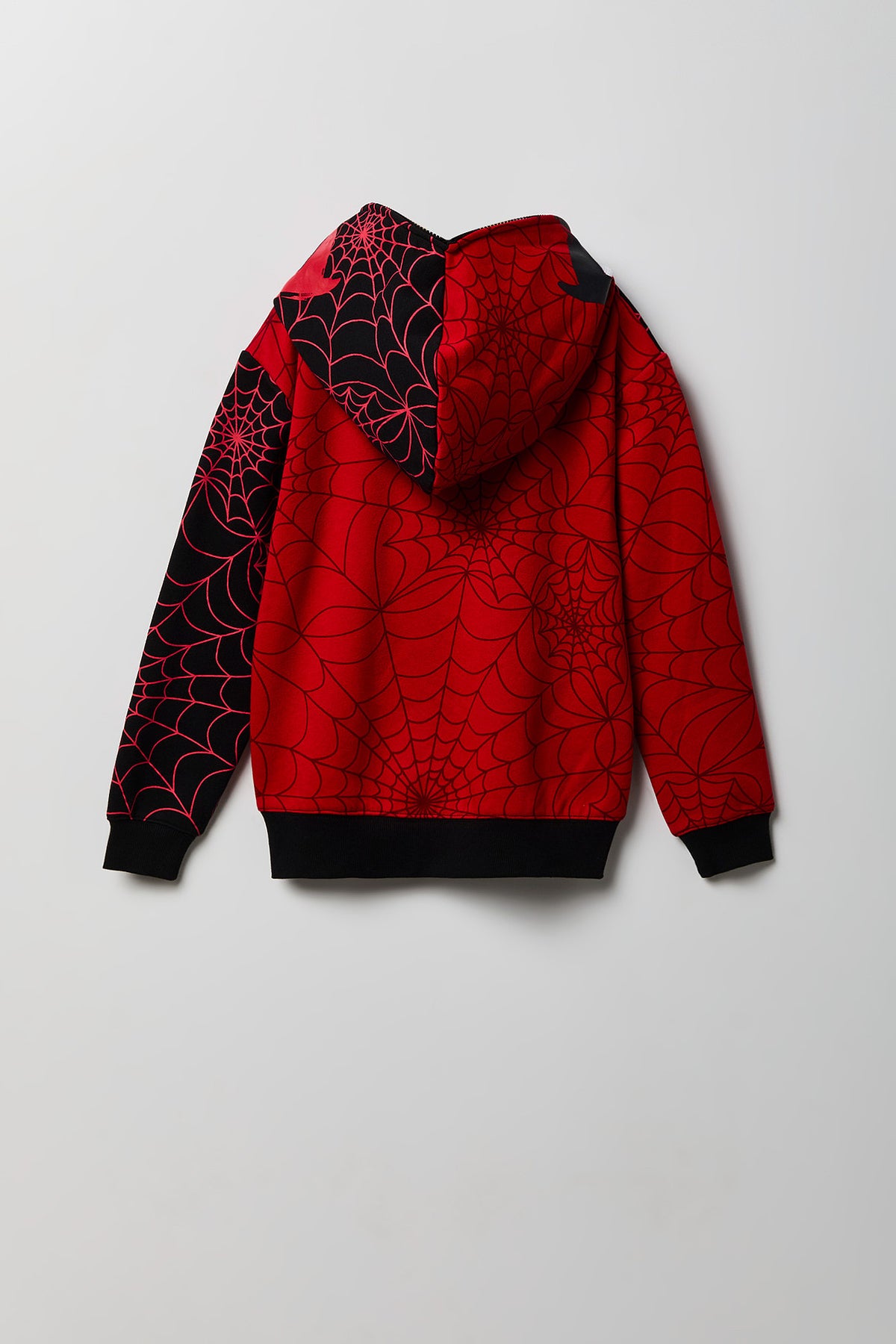 Alt View 3. Boys Spider Web Peeper Zip-Up Fleece Hoodie - Red