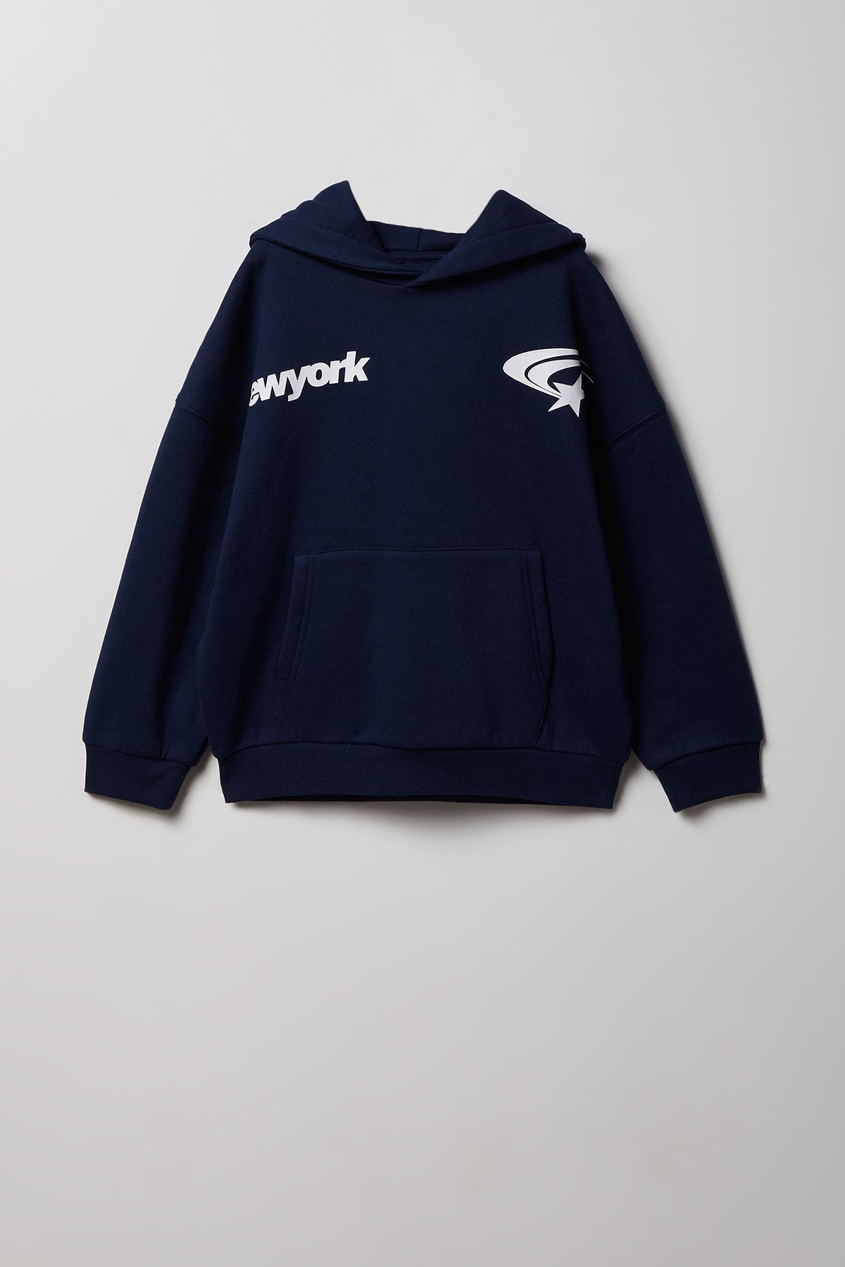 Alt View 2. Kids Fleece Graphic Hoodie - Navy