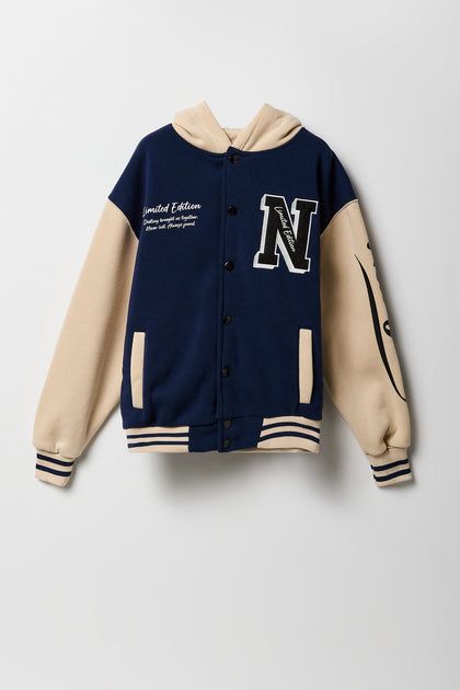 Boys Embroidered Fleece Varsity Jacket