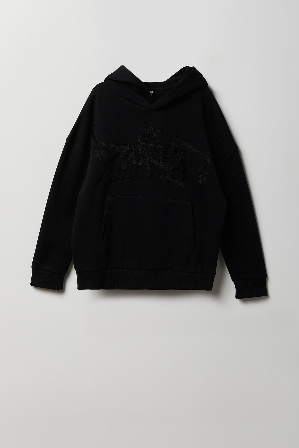 Kids Embroidered Graffiti Hoodie - Black