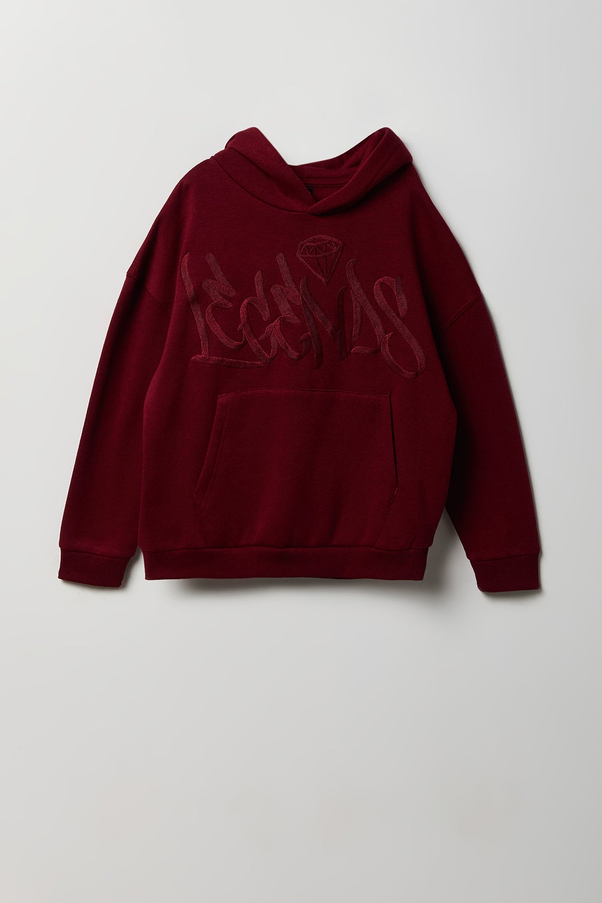 Kids Embroidered Graffiti Hoodie - Burgundy