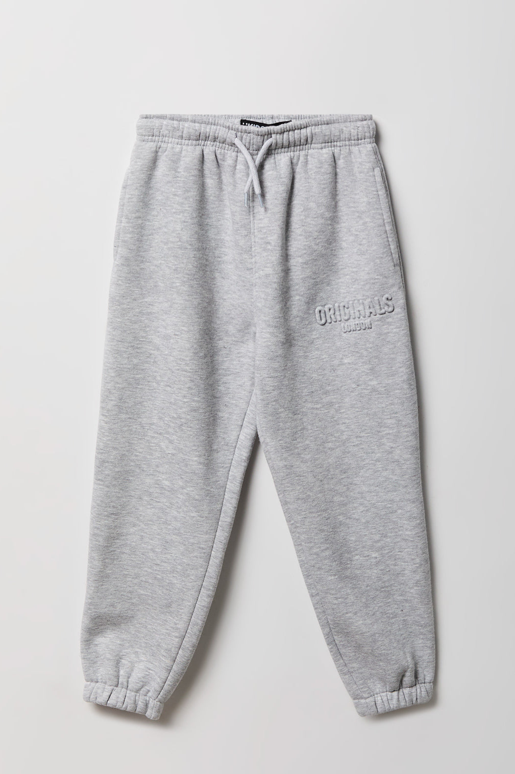 Kids Embossed Fleece Jogger - Heather Grey