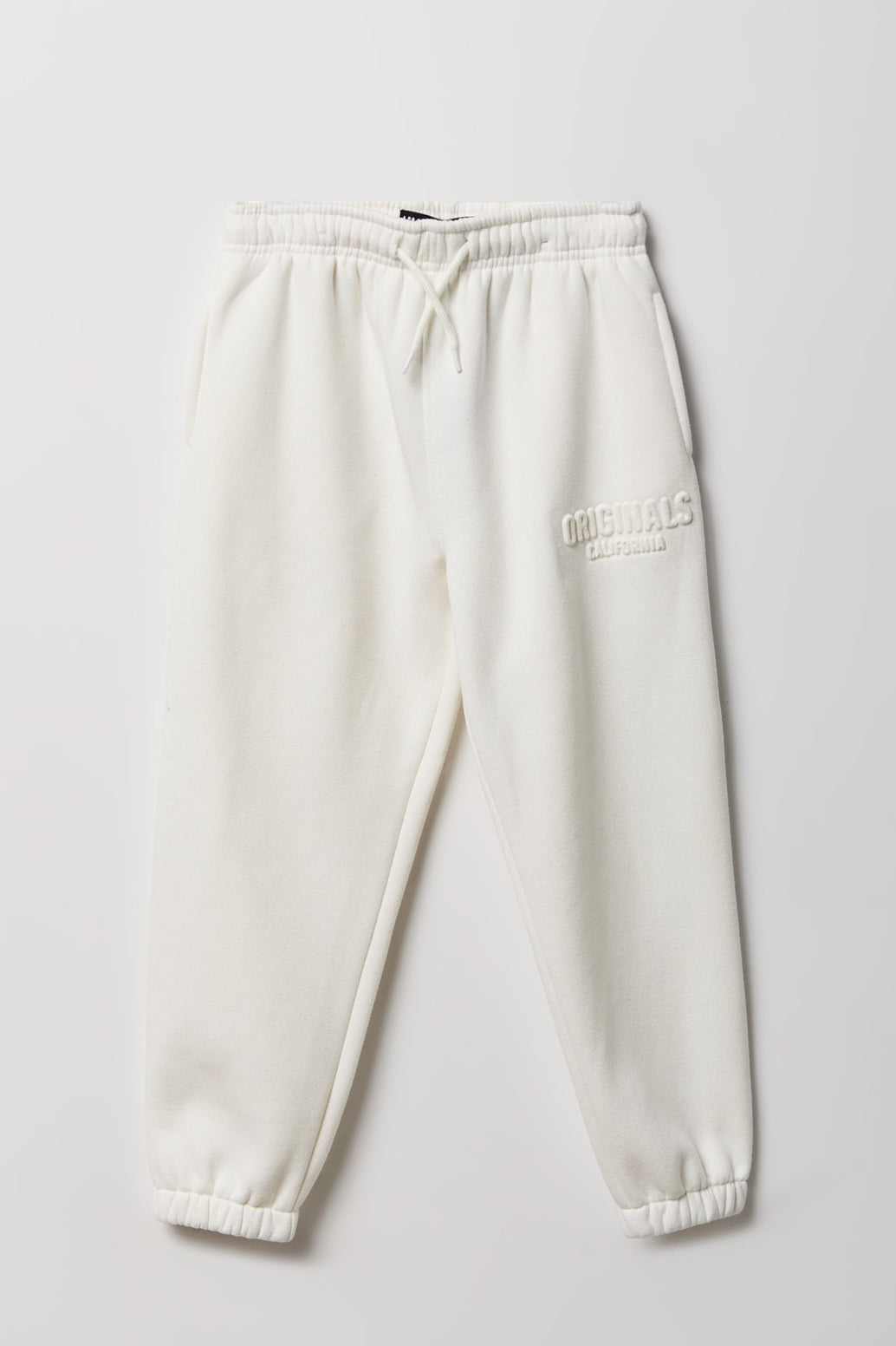 Kids Embossed Fleece Jogger - White