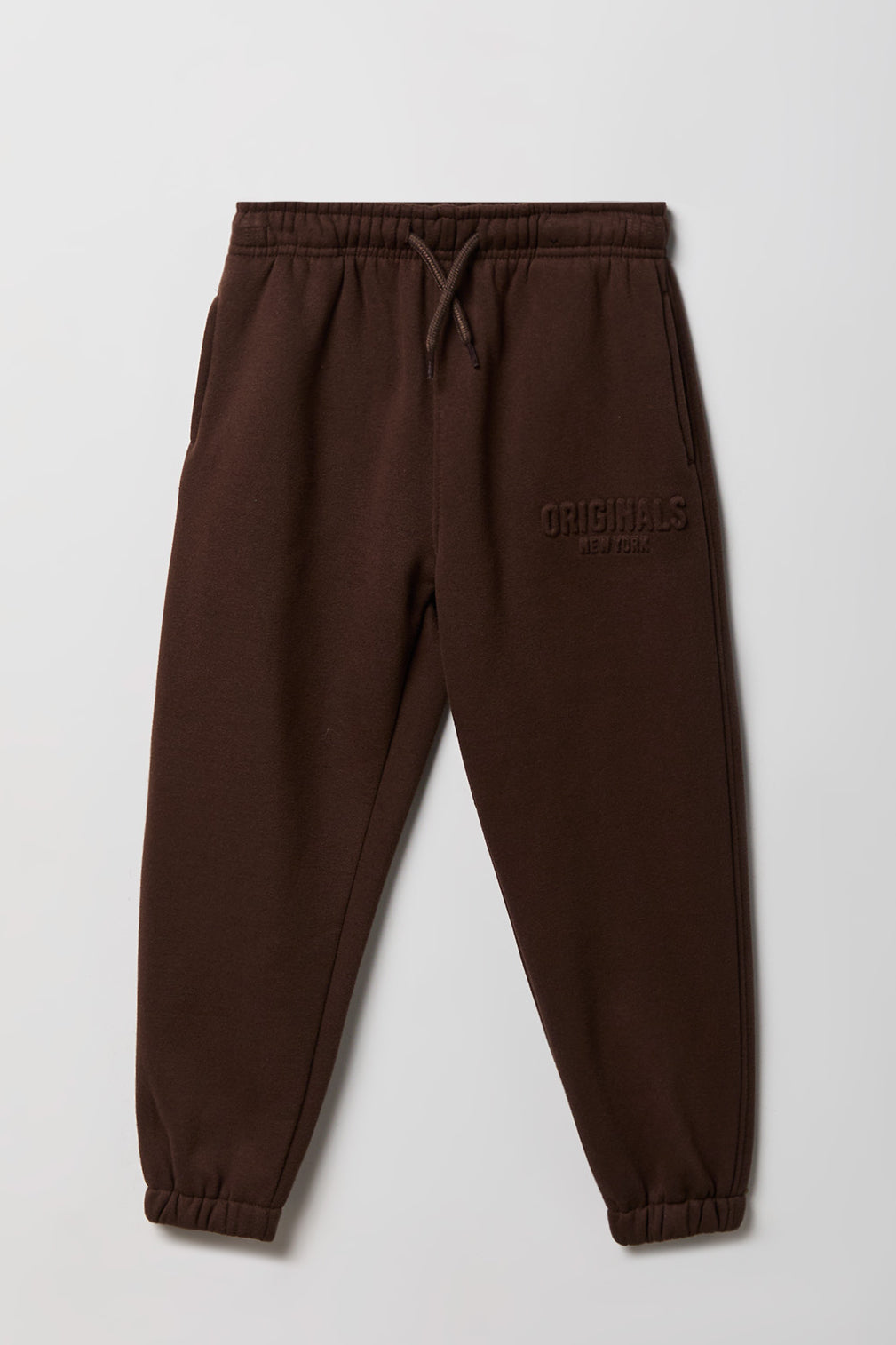 Kids Embossed Fleece Jogger - Brown