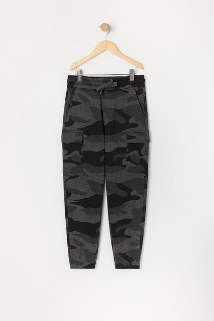 Jogger cargo en molleton avec motif camouflage pour garçon