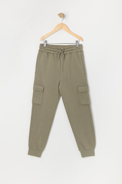 Boys Solid Fleece Cargo Jogger