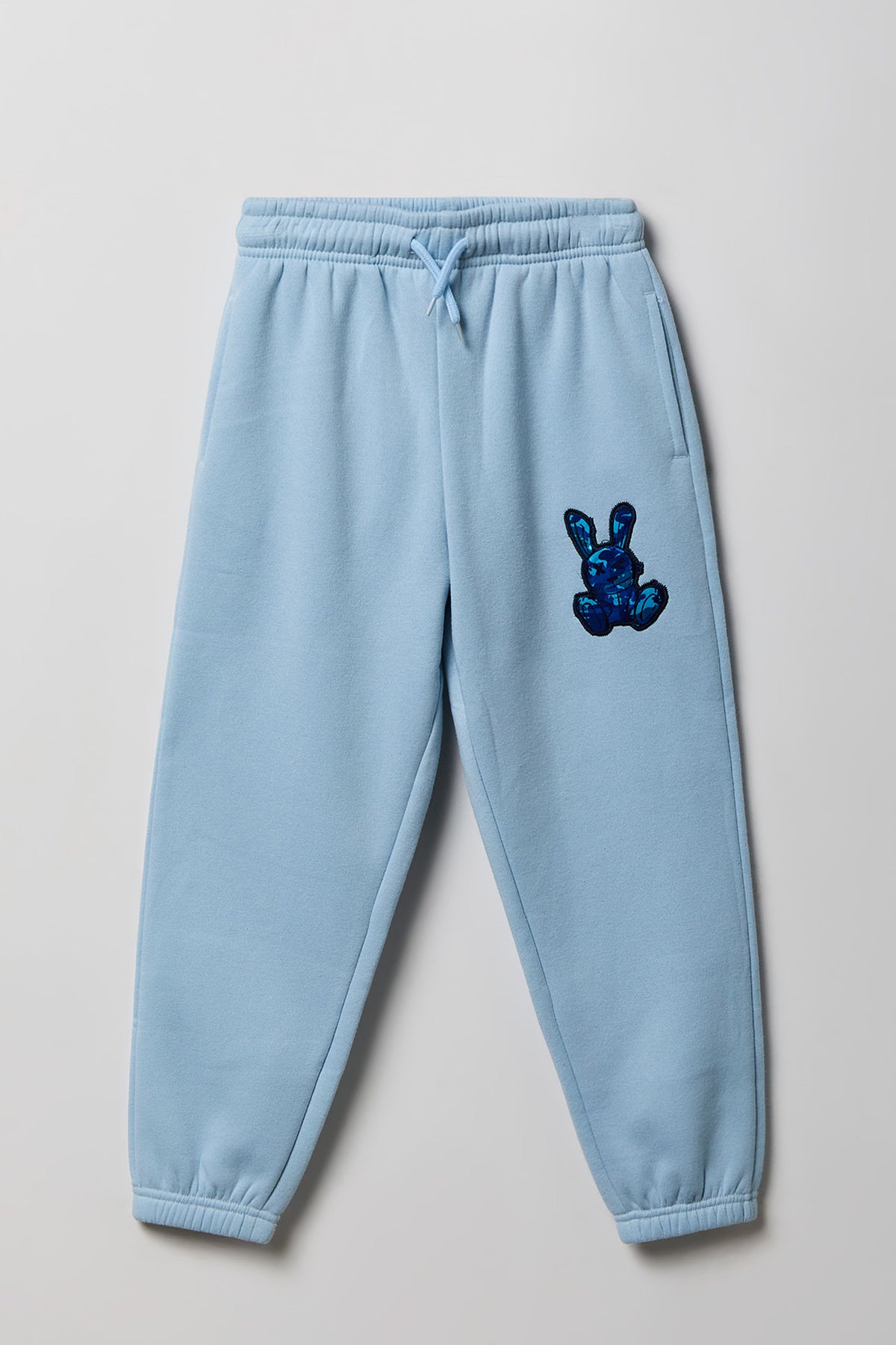 Kids Embroidered Fleece Jogger - Light Blue