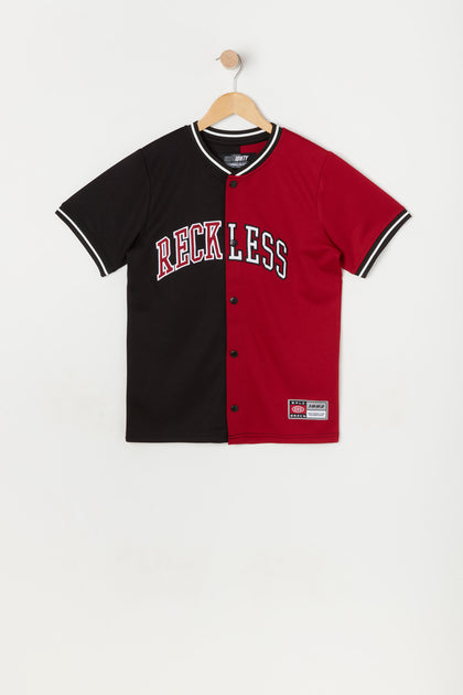 Jersey de baseball avec blocs de couleurs et imprimé Reckless pour garçon