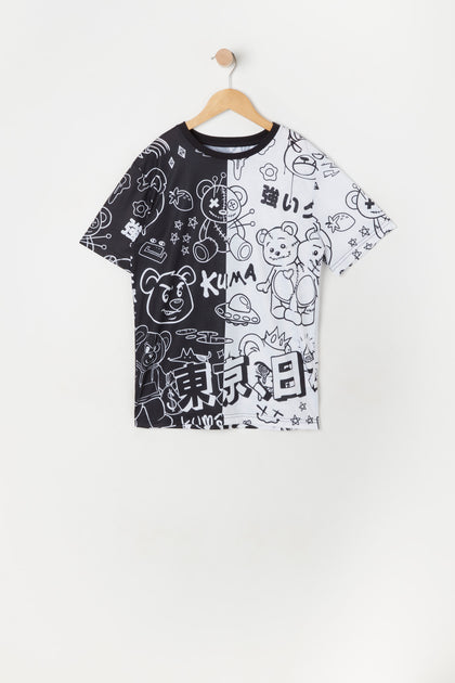 Boys Colour Block Teddy Graphic T-Shirt