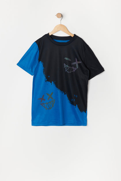 Boys Blue and Black Print T-Shirt