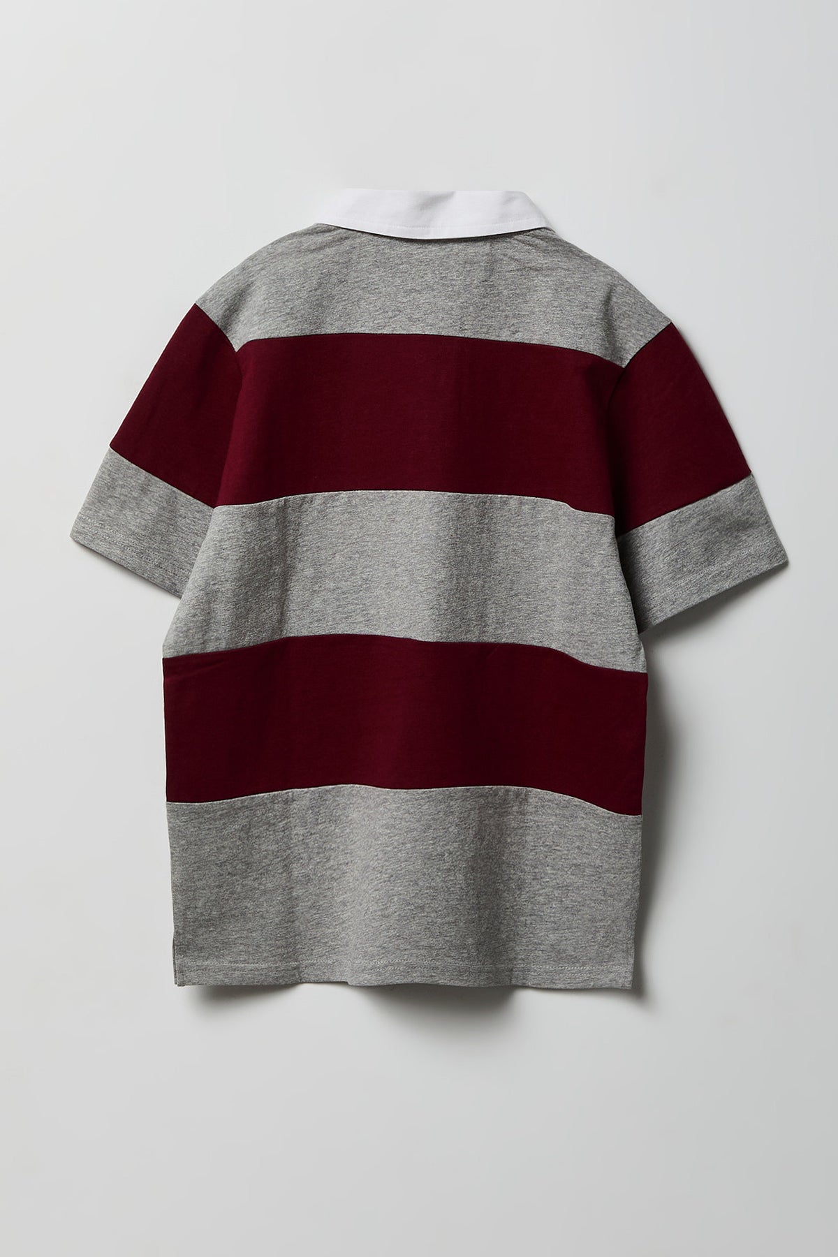 Alt View 2. Boys Embroidered Boxy Collared Polo - Burgundy