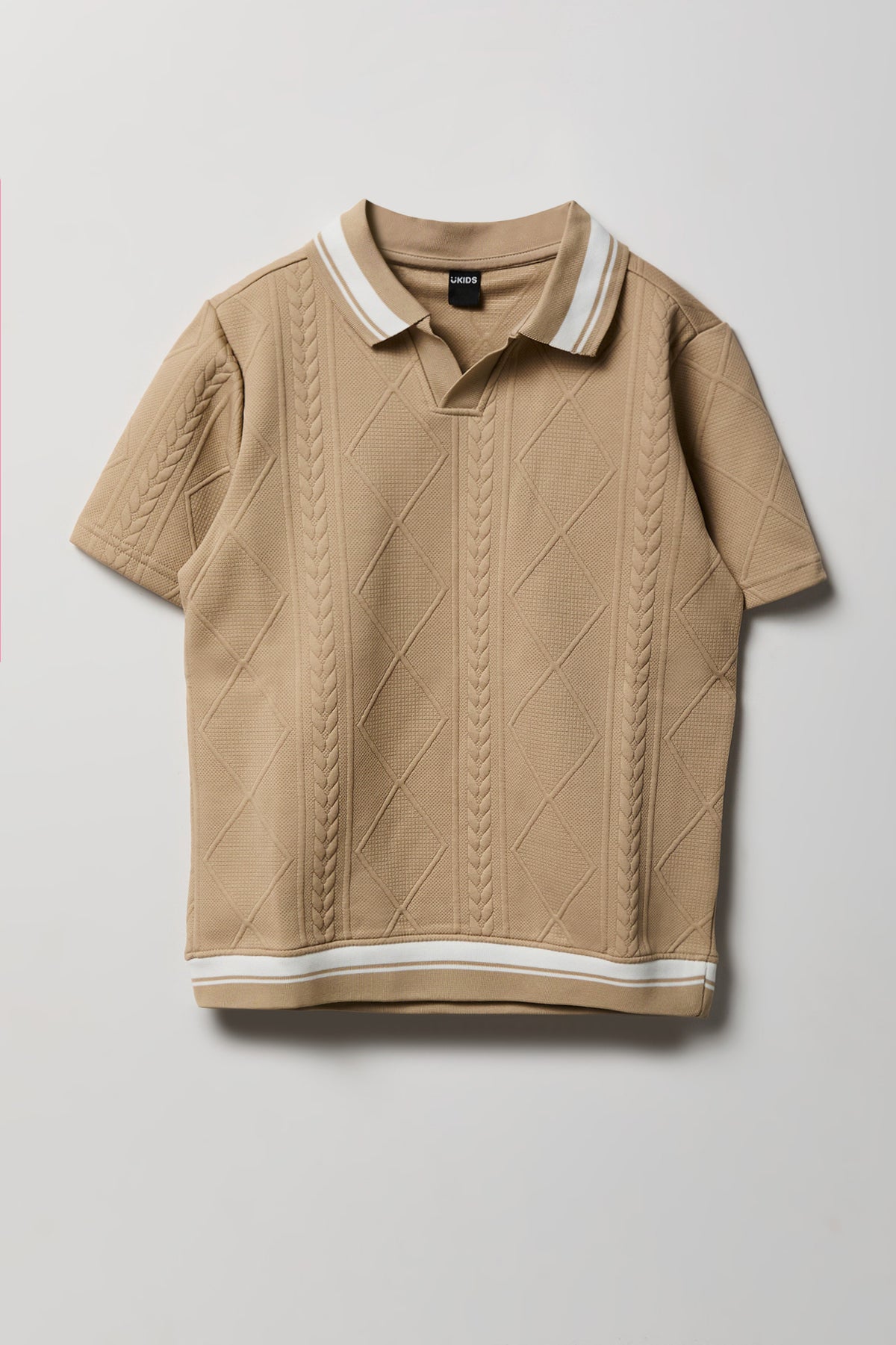 Polo texturé avec col Johnny pour garçon