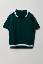 Polo texturé avec col Johnny pour garçon