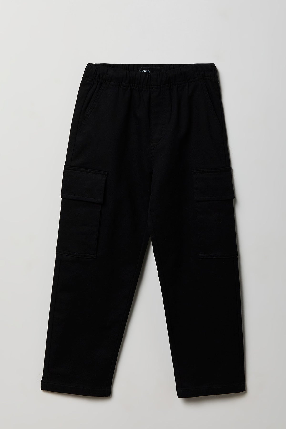 Boys Soft Straight Cargo Pant - Black