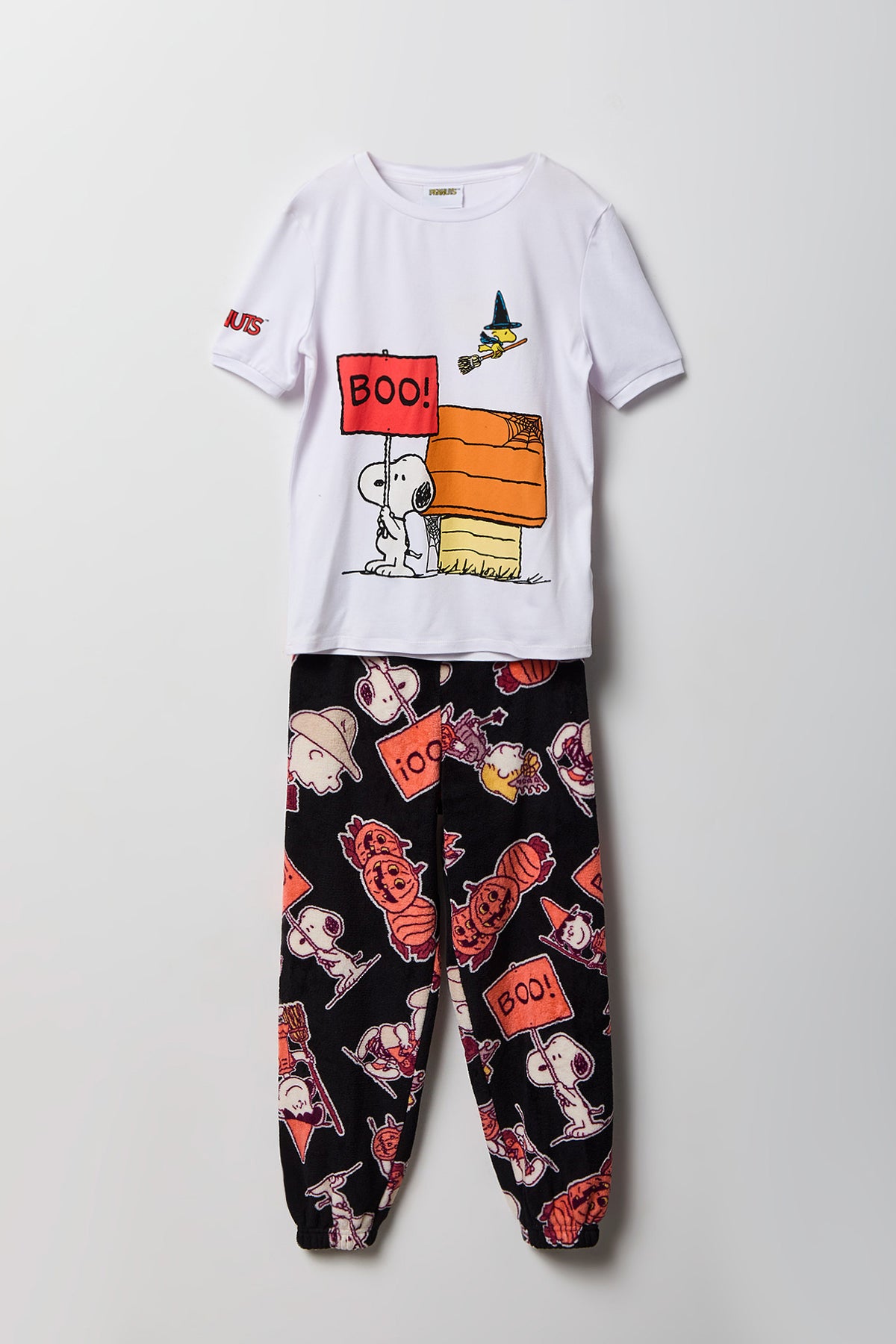 Kids Peanuts Snoopy Halloween T-Shirt & Pant Pajama Set - Black