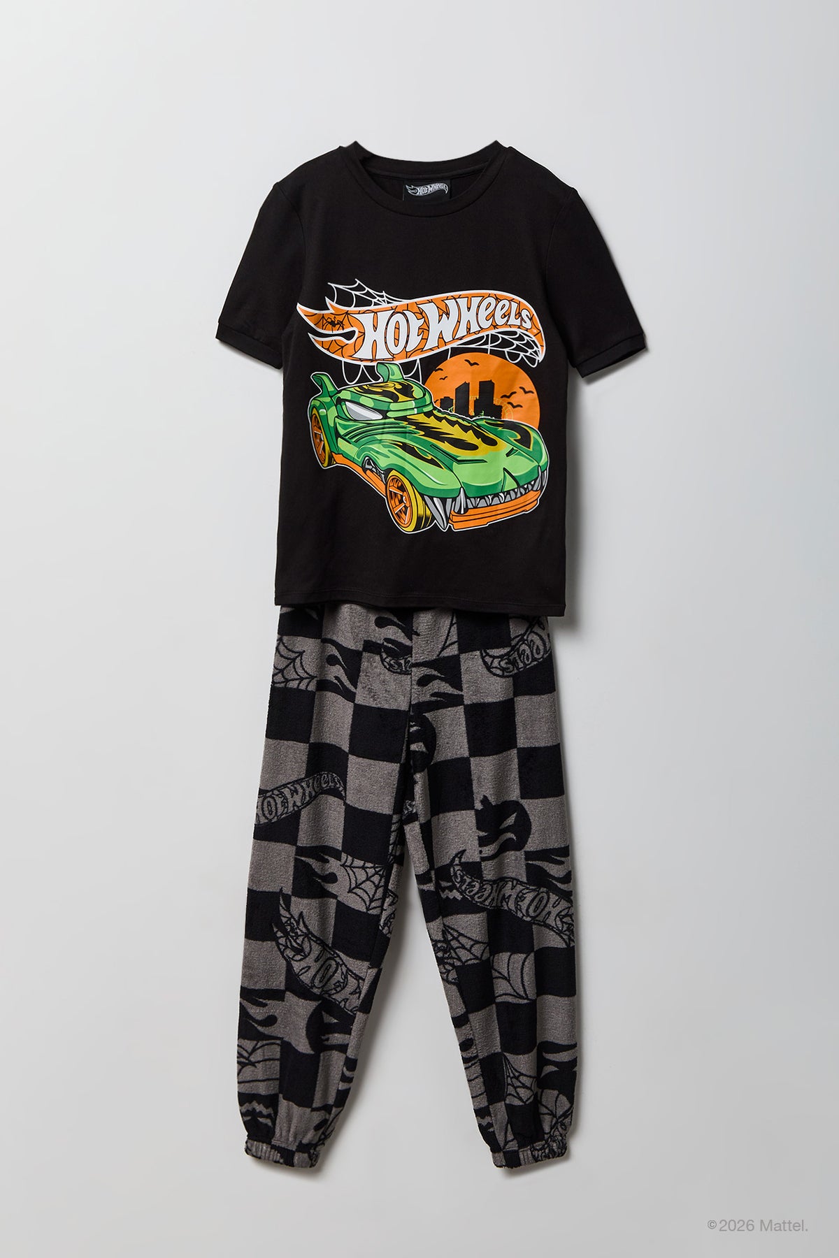 Hot Wheels™ Kids Halloween T-Shirt & Pant Pajama Set - Dark Grey
