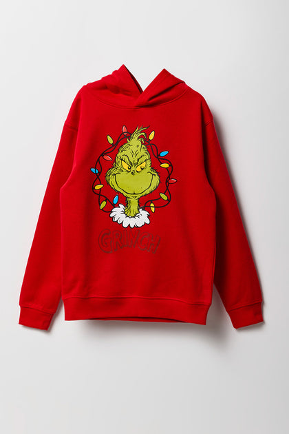 Haut à capuchon de Noël à imprimé Grinch pour garçon