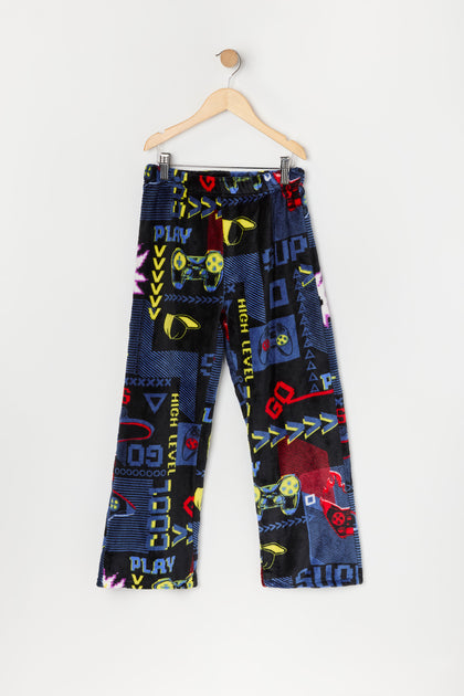 Boys Gamer Print Plush Pajama Pant