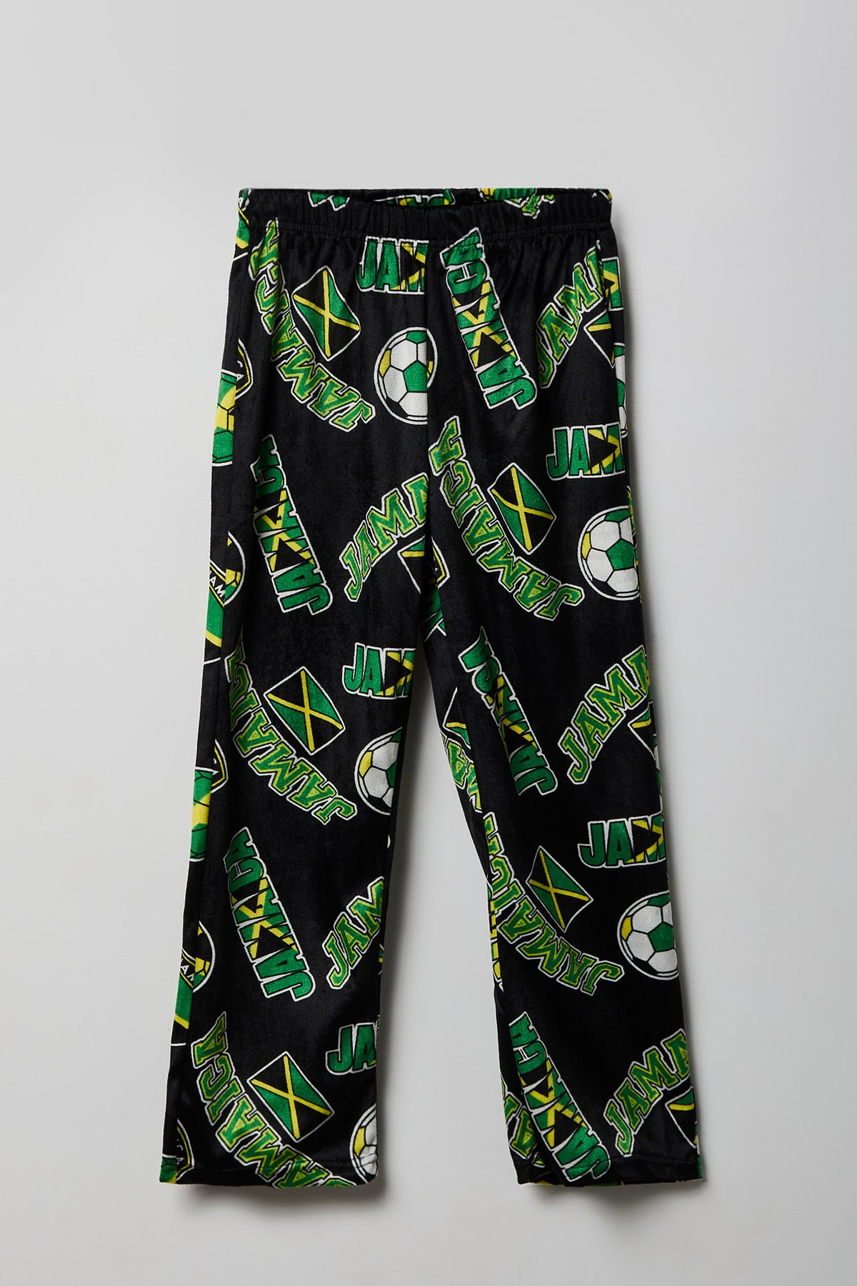 Boys Jamaica Print Plush Pajama Pant - Black