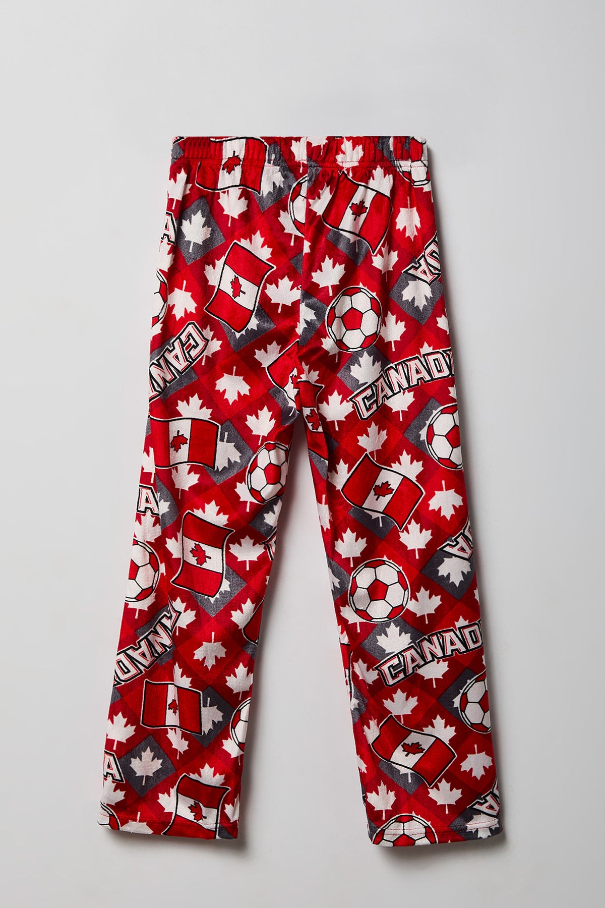Alt View 2. Boys Canada Print Plush Pajama Pant - Red