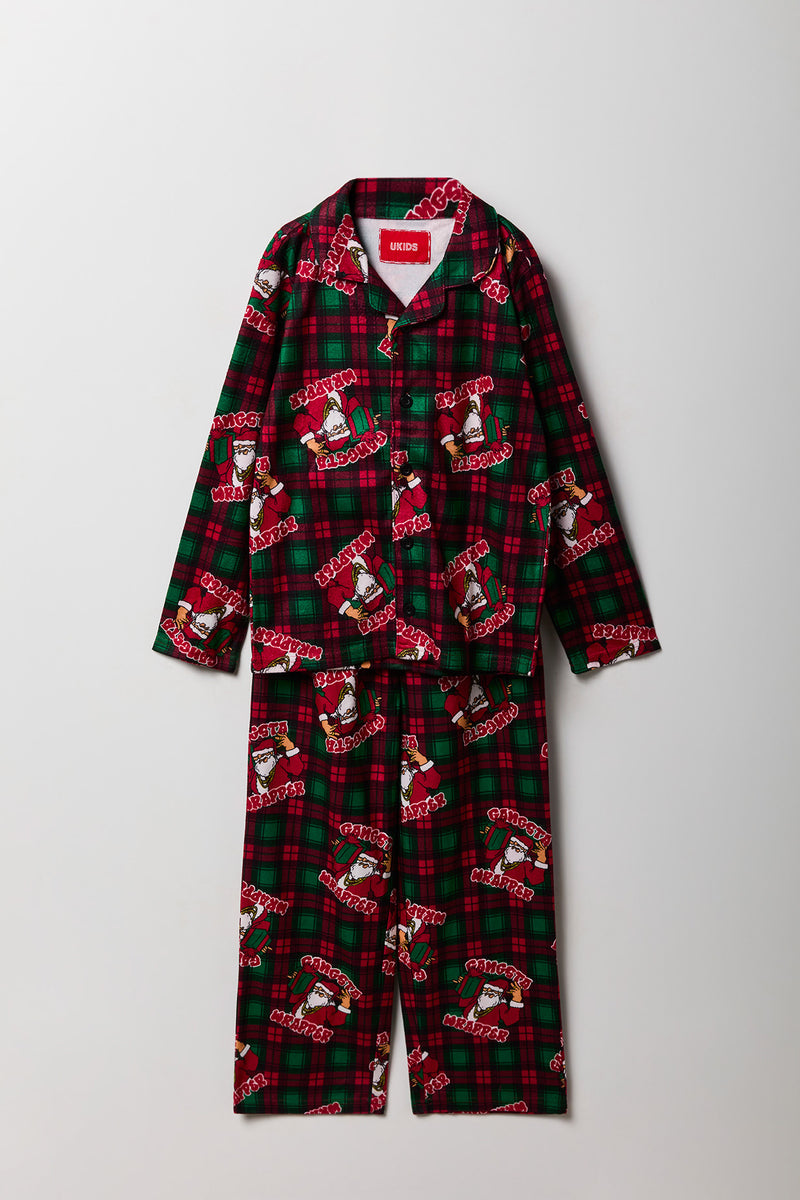 Kids Gangster Santa Flannel Pajama Set