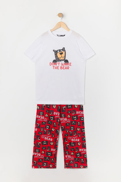 Boys Don't Wake the Bear Graphic 2 Piece Pajama Set